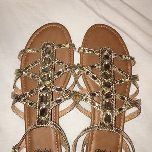 Gold Jewel Sandals, BRAND NEW